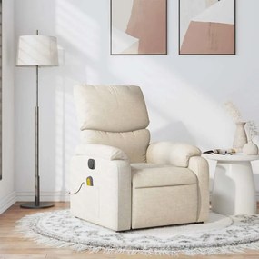 Poltrona de massagens reclinável tecido cor creme