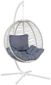 Cadeira suspensa em metal e corda branca com suporte ARCO Beliani