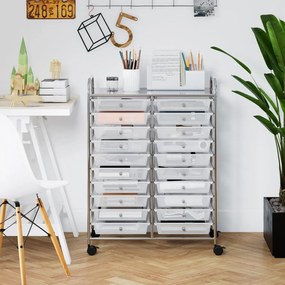 Carrinho organizador 64 x 38 x 87 cm multifuncional com 20 gavetas e rodas Unidade de armazenamento móvel multiuso para casa, escritório ou escola Tra