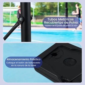 Cesto de basquetebol portátil para exterior Sistema de aro de basquetebol ajustável em altura de 100 a 305 cm com tabuleiro inquebrável preto
