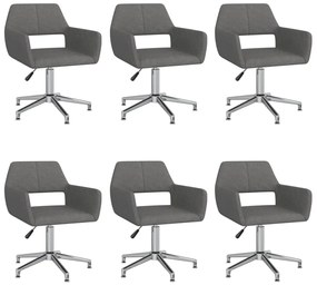 vidaXL Cadeiras de jantar giratórias 6 pcs tecido cinzento-escuro
