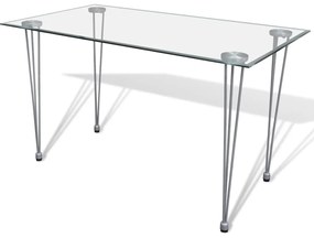 vidaXL Mesa de jantar com tampo de vidro transparente