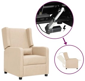 vidaXL Poltrona elevatória tecido cor creme