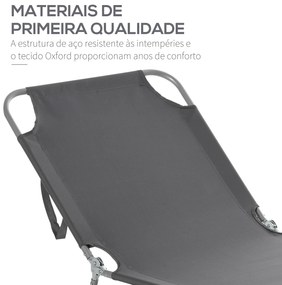 Espreguiçadeira Dobrável Espreguiçadeira de Jardim com Encosto Ajustáv