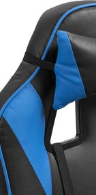 Cadeira de escritório em couro sintético preto e azul