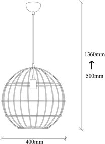 Candeeiro de Teto Tel – Preto – Diâmetro 40 cm, Altura 136 cm