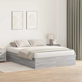 vidaXL Estrado de cama com arrumação Cinza Sonoma 160 x 200 cm