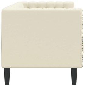 Sofá chesterfield 3 lugares couro artificial creme