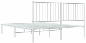 Estrutura de cama com cabeceira 160x200 cm metal branco