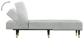 Chaise longue veludo cinzento-claro