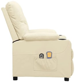 Poltrona de massagens elétrica couro artificial cor creme