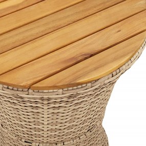 Mesa de apoio formato de djembé vime PE/madeira maciça bege