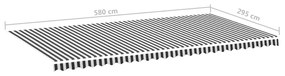 Tecido de substituição para toldo 6x3 m antracite e branco