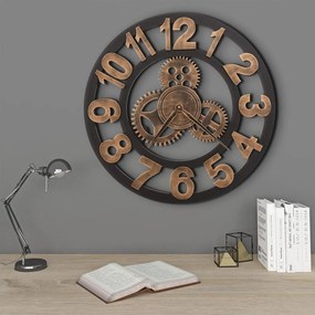 Relógio de parede metal 58 cm dourado e preto