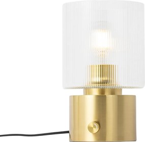 Candeeiro de mesa Art Deco dourado com vidro - Laura