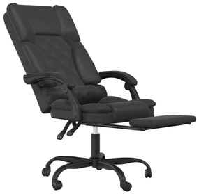 Cadeira escritório massagens reclinável couro artificial preto