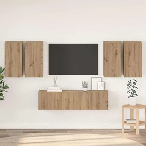 Conjunto de móvel de TV com prateleira 6 pcs carvalho artisiano
