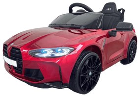 Carro elétrico para crianças BMW M4 12V 2.4G, Rodas de borracha, Assento em couro sintético Vermelho Metalizado