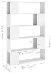 Estante/divisória derivados de madeira branco brilhante