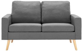 2 pcs conjunto de sofás tecido cinzento-claro