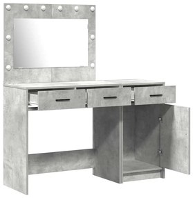 Conjunto de Mesa de Maquilhagem de 2 Peças Cinza Concreto com LED em M