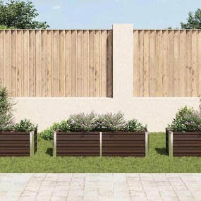 Canteiro elevado de jardim aço galvanizado 160x40x45cm castanho
