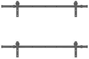 Kit de ferragens para porta deslizante 152,5 cm aço preto