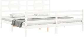 Estrutura de cama com cabeceira 200x200cm madeira maciça branco
