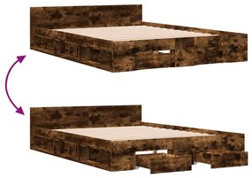 Estrutura de cama c/ gavetas derivados madeira carvalho fumado