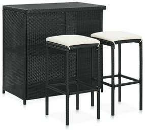 3 pcs conjunto de bar vime PE preto