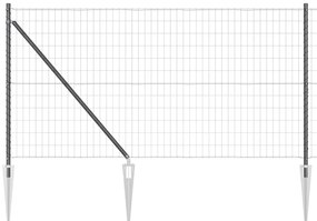 Cerca Euro da com 7 postes com ponta, 1x10m, em aço galvanizado cinza