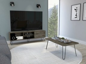 Conjunto Sala Andorra, Móvel TV para televisões até 70'' + Mesa de centro Andorra rectangular, Castanho