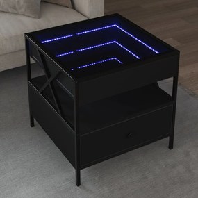 vidaXL Mesa de centro c/ luzes LED Infinity 50x50x51 cm preto