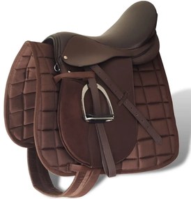 Sela para equitação 17,5", couro natural 18 cm 5-in-1 / Marrom