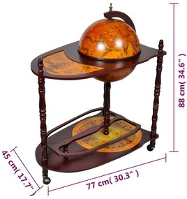 Suporte garrafas vinho forma globo madeira eucalipto