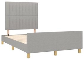 Estrutura de cama sem colchão 120x200 cm tecido cinzento-claro