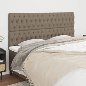 vidaXL Cabeceira cama 4 pcs tecido 100x7x78/88 cm cinzento-acastanhado