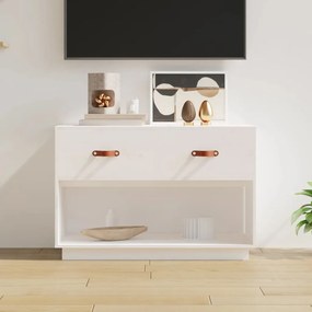 Móvel de TV 90x40x60 cm madeira de pinho maciça branco