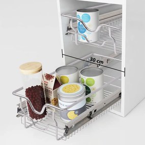 vidaXL Cestos de arame extraíveis 2 pcs 300 mm prateado