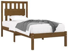 Estrutura de cama 100x200 cm pinho maciço castanho mel