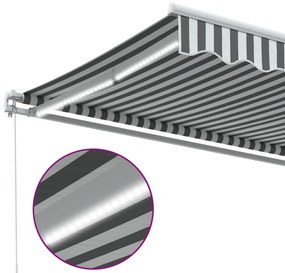 Toldo retrátil manual com luzes LED 450x300 cm antracite/branco