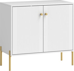 HOMCOM Aparador Moderno de 2 Portas Prateleiras Ajustáveis Bancada com Efeito Mármore e Pés de Aço 80x39,1x76 cm Branco | Aosom Portugal