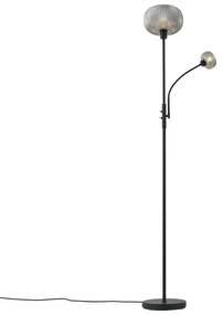 Candeeiro de pé de design preto com vidro fumado 2 luzes - Brianna Design