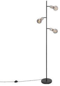 Candeeiro de pé industrial preto betão 3-luzes - PEDRA Rústico