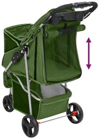 Carrinho dobrável para cães 80x46x98 cm tecido oxford verde