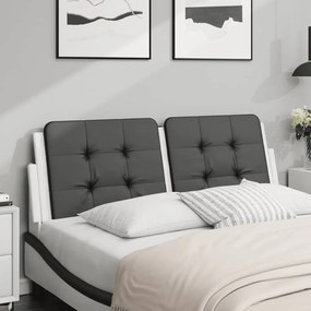 vidaXL Almofadão de cabeceira 140 cm couro artificial preto e branco