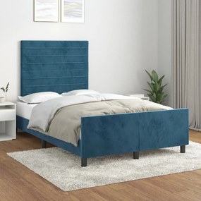 Estrutura de cama com colchão azul escuro 120x190 cm Veludo