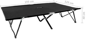 Espreguiçadeira/cama dobrável para 2 pessoas aço preto