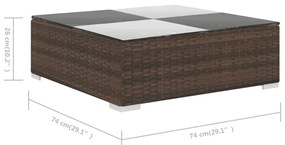 6 pcs conjunto lounge jardim c/ almofadões vime PE castanho