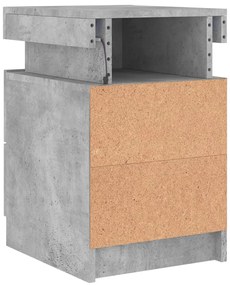 Mesas cabeceira c/ luzes LED 2 pcs 35x39x55 cm cinzento-cimento